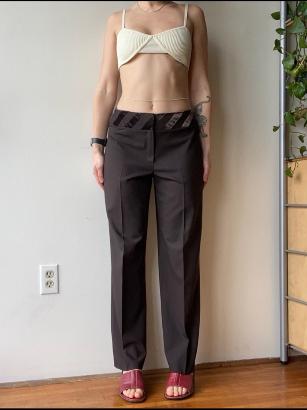 Vintage 100% wool brown straight leg pant - Betty Barclay